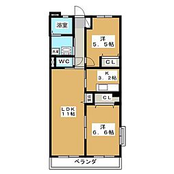 オーキッドレジデンス港北綱島イースト 2LDKの間取図画像