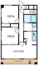 ベルフルール 2LDKの間取図画像