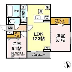 フォルテーヌ・イイクラI 2LDKの間取図画像