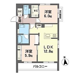 シャーメゾン丸井B 2LDKの間取図画像
