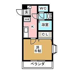 プレジオ新吉田 1Kの間取図画像
