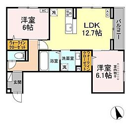 フォルテーヌ・イイクラI 2LDKの間取図画像