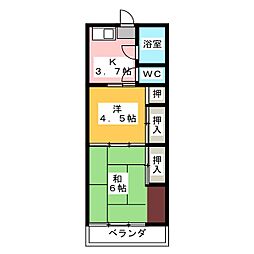 弥生荘 2Kの間取図画像