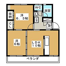 コスモ大倉山マンション 2LDKの間取図画像