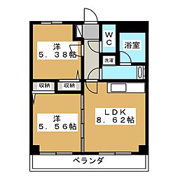 コアシティ新横浜 2DKの間取図画像