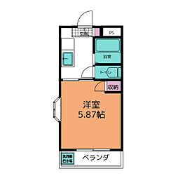 千曲ガーデンヒルズ 4階1Kの間取り