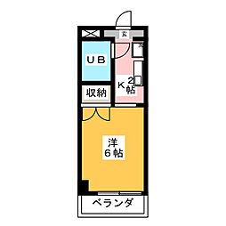 グリーンハイツ麻生 1階ワンルームの間取り