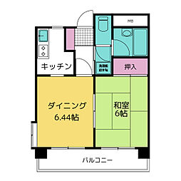 バードタウン3番館 3階1LDKの間取り
