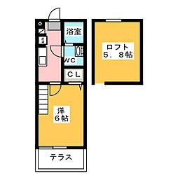 アザーレ・パッシオ生田 1階1Kの間取り