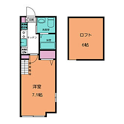 アザーレ・プラネ読売ランド前II 1階1Kの間取り