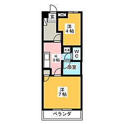 メルサージュ百合ヶ丘 3階2Kの間取り