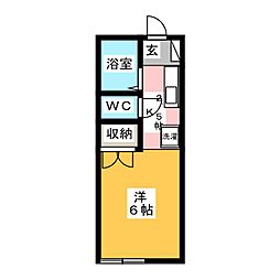 サニーヴィラ 2階ワンルームの間取り