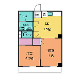 シャトウ阿美 2DKの間取図画像