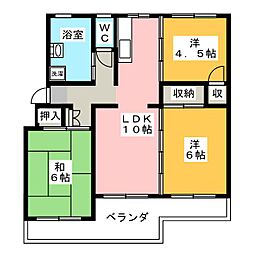 坂東コーポラス 3LDKの間取図画像