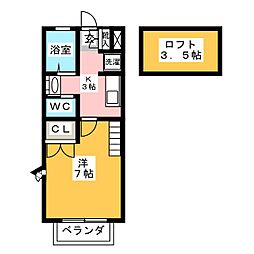 エステート登戸 1Kの間取図画像