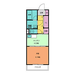 ロイヤルパーク多摩川 1DKの間取図画像