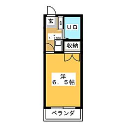 プレステージ三田 1Kの間取図画像