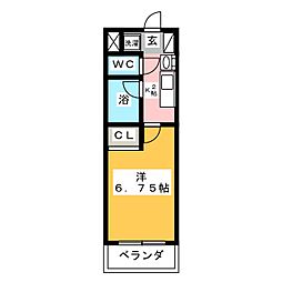 ルーチェビアンコ 1Kの間取図画像