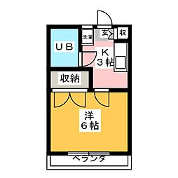 フローラハヤシ 1Kの間取図画像