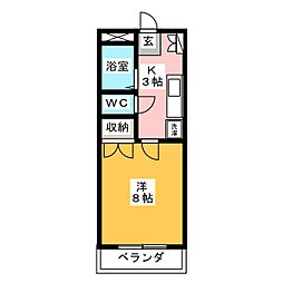 エルマサルト 1Kの間取図画像