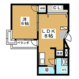 ニューフォレスト 1LDKの間取図画像