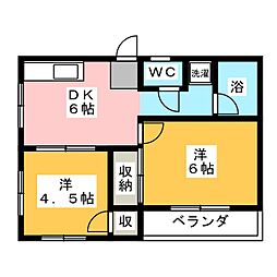 マリンレイク 2DKの間取図画像