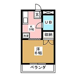 第2ふじたけマンション 1Kの間取図画像