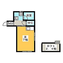 ひまわりハイム ワンルームの間取図画像