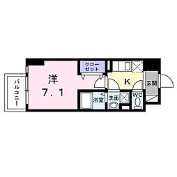 スアヴィス平塚八重咲 1Kの間取図画像