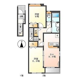 エレガンスOISO 2DKの間取図画像