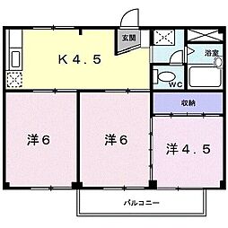 ハイツあさひ 3Kの間取図画像