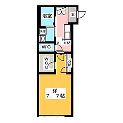 ラフィーネH&M 1Kの間取図画像