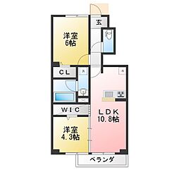 アジュールu 2LDKの間取図画像