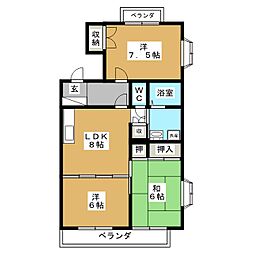 グリーンコート四之宮 3LDKの間取図画像