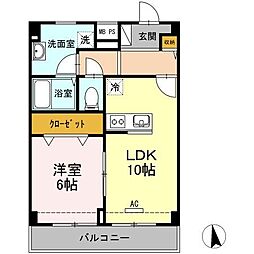 パストラル湘南 1LDKの間取図画像