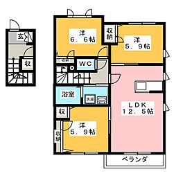 シャトーガーデン 3LDKの間取図画像
