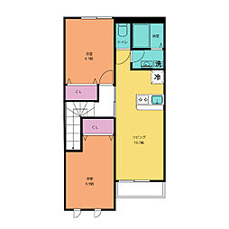 エクセレントヒルズ 2階2LDKの間取り