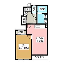 サンタプレイス 1階1LDKの間取り