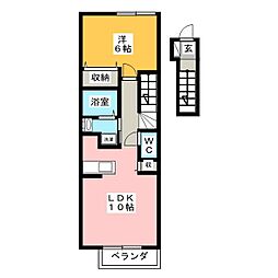 スカイ・ローズ 2階1LDKの間取り