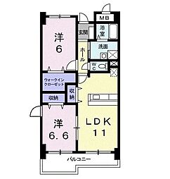 サンセール・辻 2LDKの間取図画像