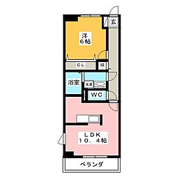バクランI 2階1LDKの間取り