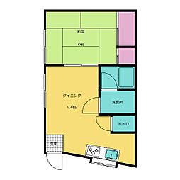 サンハウス岩原 1DKの間取図画像