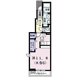 レアリゼ 1階ワンルームの間取り