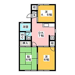 コーポ・ルミエール 3DKの間取図画像