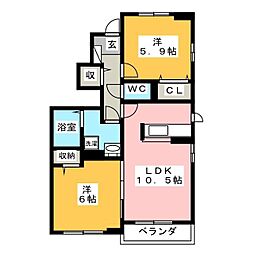 カームA 2LDKの間取図画像