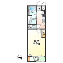 グランディール小田原 1Kの間取図画像