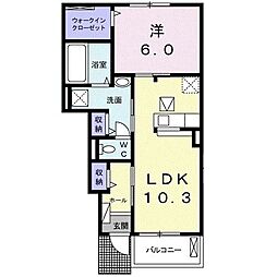 アルエット2 1LDKの間取図画像