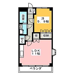 サンシャイン.B.江藤 1LDKの間取図画像