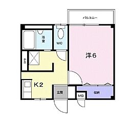 ミニヨンほたる 1Kの間取図画像