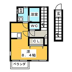 CREA ワンルームの間取図画像